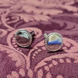 Silver Cuff Links with Intricate Detailing